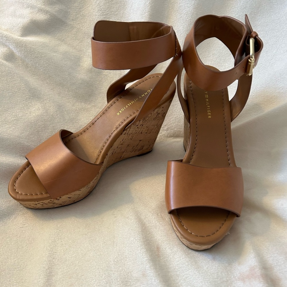 Tommy Hilfiger Brown Cork Wedges